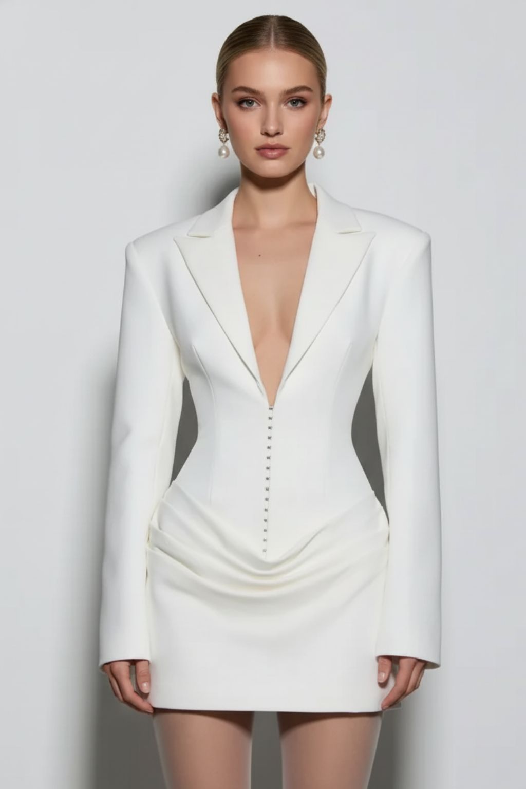 Ivory Tailored Mini Blazer Dress