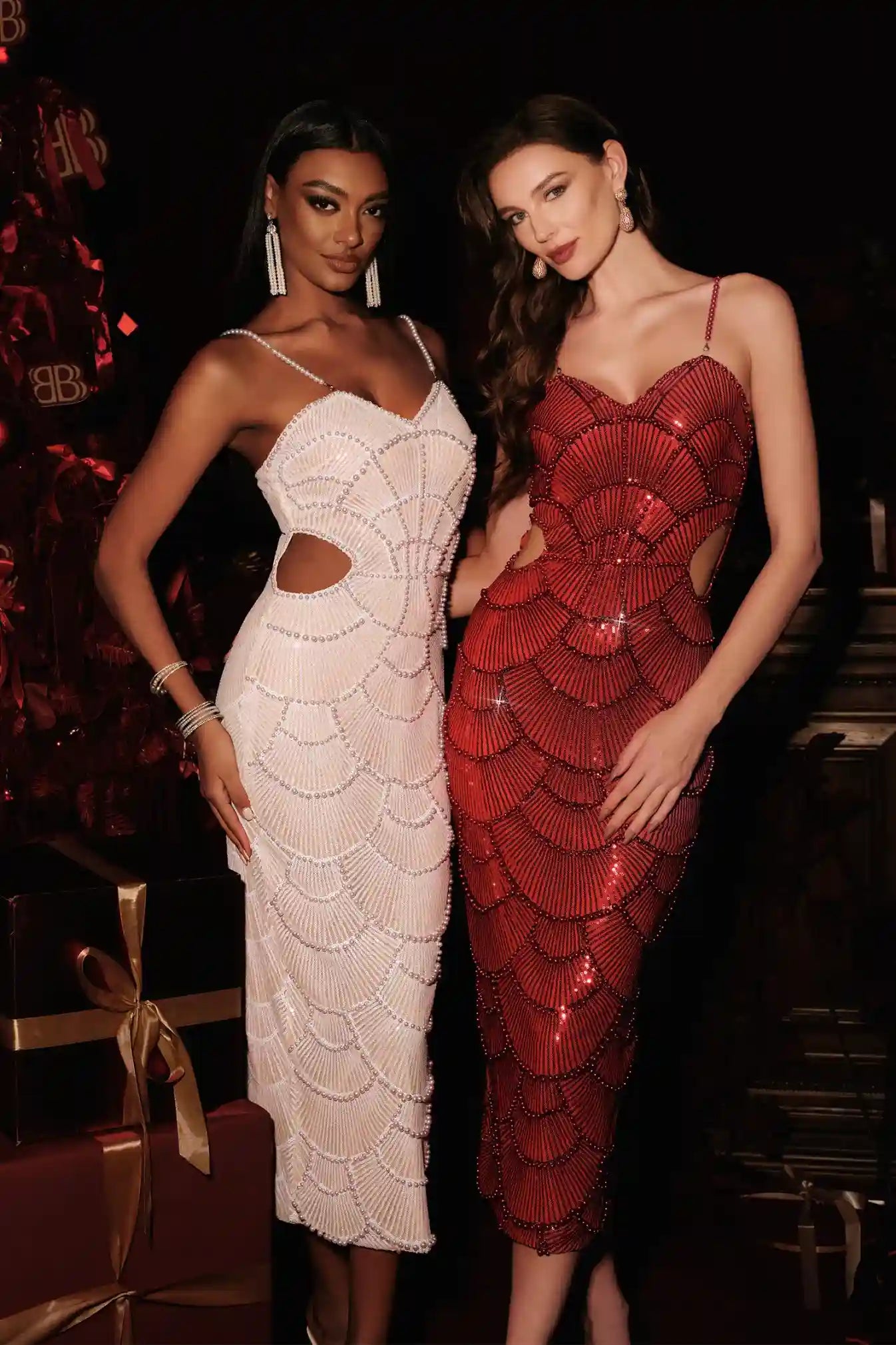 Naomi Pearl Sequin Midi Dress